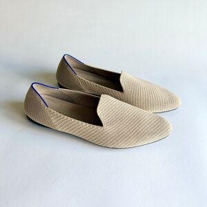 Rothy’s Cream White Textile Almond Toe Rubber Outsole Flats size 11